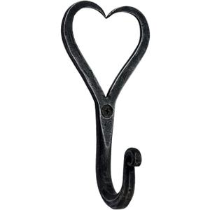 Hand Forged Heart Shape Metal Wall Hooks Wrought Iron Hook Blacksmith Vintage Wall Hook Handmade Wall Mounted Rustic Hooks For Office And Home Black Antique Finish Wall Hooks By Living Ideas