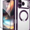 OOK Magnetic Case Made for iPhone 17 Pro Max 6.9 Inch (Compatible with MagSafe) Clear Phone Cover with Screen Protector Soft TPU Anti-Scratch Shockproof Protective Case for Women Men - Purple