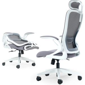 Tervo Model U | Folding Office Chair for Small Spaces | Gaming Chair for Adults & Kids | Ergonomic Mesh Computer Chair for Bedroom | Foldable Desk Chair for Home Work (White & Grey)