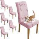 Chair Covers for Dining Room Chair Covers Set of 6 Stretch Spandex Kitchen Chair Protector Slipcover Removable Washable Dining Chair Covers for Home, Party, Ceremony, Banquet (Pink)