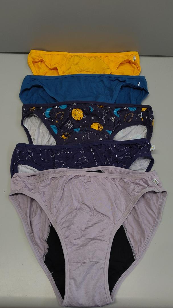 Neione Period Underwear Menstrual Panties Comfortable Modal Bikini Cheeky Briefs for Women Girls, Size -L, Pack of 5, Multicolor