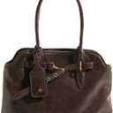 Base'ic Womens Vintage Style Vegan Leather Crossbody Bag Multi-Compartment Tote with Adjustable Strap & Belt Detail