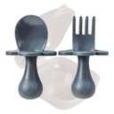 Grabease Toddler Spoon & Fork - First Stage Baby Spoons for Self Feeding from 4+ Months - BPA-Free & Phthalate-Free Baby Utensils & Silverware - 1 Set, Gray - Silverware Set - 1 Year Old Utensils