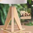 EDISHINE Small Table Lamp, Boho Bedside Lamp with Linen Fabric Shade, Wood Tripod Nightstand Lamp for Nursery, Living Room, Bedroom, Narrow End Table, UL Listed, 14.2 Inch, ON/Off Switch