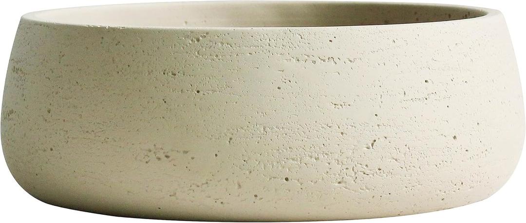 Olly & Rose Barcelona Off-White Ceramic Plant Bowl - 11 Inch - Indoor Outdoor Planter and Table Decor