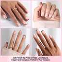 300Pcs French Tip Press on Nails, Short Square Soft Gel Nail Tips in 15Sizes, 3 in 1 Pre-lasting Acrylic Fake Nails, No Need to File False Nail Tips Extension for Women Nails Art DIY