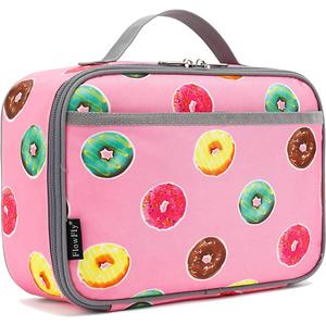FlowFly Kids Lunch box Insulated Soft Bag Mini Cooler Back to School Thermal Meal Tote Kit for Girls, Boys, Doughnut