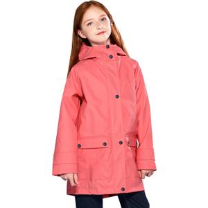 SOLOCOTE Kids Rain Jacket Hooded Lined Rubber RainCoats for Girls Boys Waterproof Windproof Size 5-14Y (9-10 Years, A-coral Red)