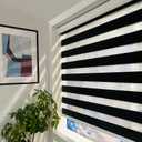 ShadesU Cordless Zebra Blinds Light Filtering Dual-Layer Window Shades for Privacy (Black Color) (Maximum Height 72") (Width 22")