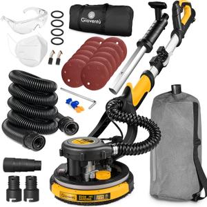 Drywall Sander, 780W Powerful Electric Drywall Sander with Vacuum Attachment, Auto Dust Absorption, Dustless Wall Sander with 26 Power Cord for Popcorn Ceiling, Drywall etc (Yellow)