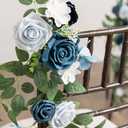 Ling's moment 10pcs Wedding Chair Decorations Aisle Floral Swag Artificial Pew Flowers Hanging Garland Dusty Blue & Navy for Ceremony Reception Church Rose Floral Faux Arrangement Party Outdoor Decor