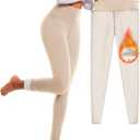 FULLSOFT Thick Fleece Lined Leggings for Women  High Waisted Winter Thermal Warm Yoga Pants Workout Tummy Control Leggings (Small, Light Khaki)