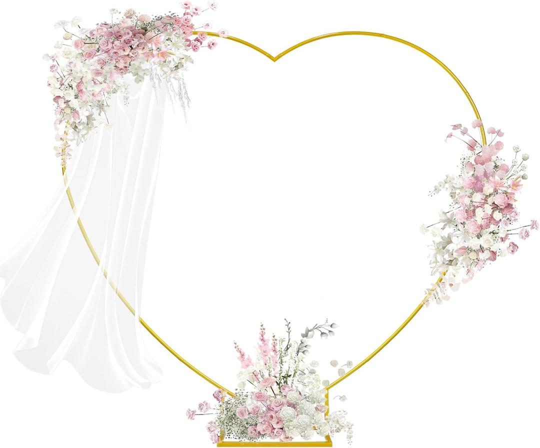 6.2FT Heart Arch Stand for Proposal Wedding Backdrop Stand Wedding Balloon Arch Stand Metal Heart Shaped Arch for Ceremony Valentine's Day Birthday Party Baby Shower Decorations (Golden)