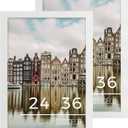 QDSSDECO 24x36 Poster Frame White Wood Frame with Plexiglass Horizontal and Vertical Formats Hanging on the Wall Display Picture, Set of 2, 24"x36"2pk