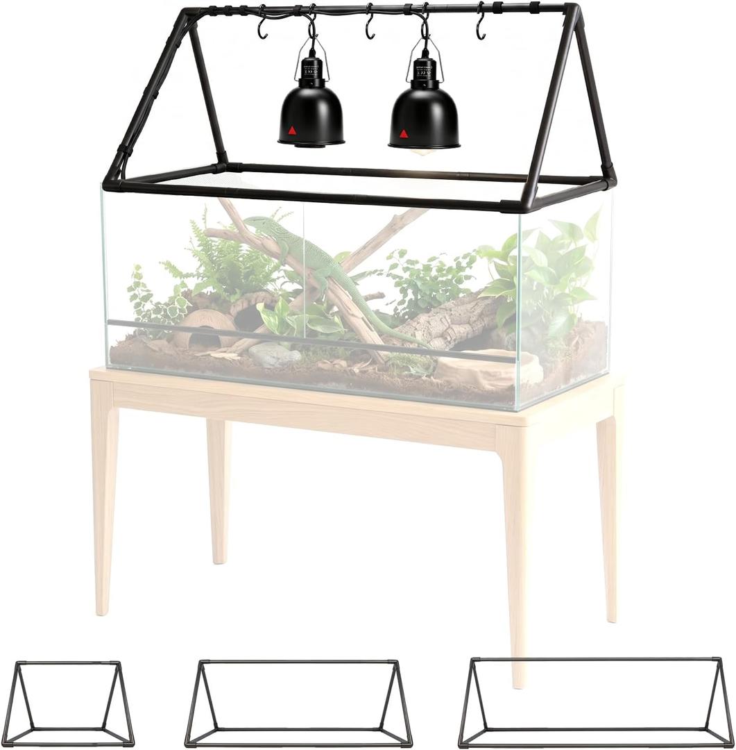 MECESOR Adjustable Reptile Lamp Stand - Triangular Reptile Light Stand with 3 Lengths for Terrariums,Heat Lamp Stand for Reptiles Tank,Stable & Space-Saving 18.5-47.2 in
