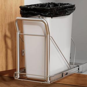 Pull Out Trash Can Under Cabinet with Soft Close SlidesHeavy Duty Under Counter Garbage Cans for Kitchen, Requires 13" W X 18" D Minimum CabinetsChromeWaste Bin Not Included