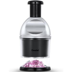 Geedel Food Chopper, Easy to Clean Manual Hand Vegetable Chopper Dicer, Dishwasher Safe Slap Onion Chopper for Veggies Onions Garlic Nuts Salads (Black)