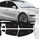Fit for Tesla Model Y Juniper 2025 2026 Car Window Shades with Suction Cups (No Falling), 8pcs Privacy Sun Shade Set for Front Windshield Side and Rear Windows, Full Window Covers for Camping Napping