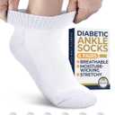 Pembrook Ankle Diabetic Socks for Women and Men - 6 Pairs | Low Cut Neuropathy Socks for Women | Smooth Toe Seams (Large)
