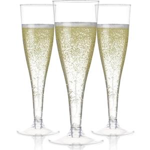 Prestee Set of 24 Clear Plastic Champagne Flutes - 4.5 oz Capacity Shatterproof Disposable Glasses - Suitable for Weddings, Cocktail Parties, and Outdoor Celebrations (24 Count (Pack of 1))