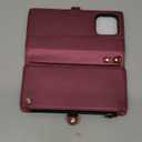 Defencase for iPhone 15 Pro Max Magnetic Wallet Case Compatible with Magsafe with RFID Blocking Zipper Strap Card Holder for Women, PU Leather Detachable Case for iPhone 15 Pro Max (6.7"), Wine Red