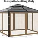 Gazebo Replacement Mosquito Netting Outdoor Universal Gazebo Canopy 4-Panels Screen Sidewalls with Zipper for Patio Garden (Brown, 10x10)