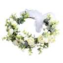 Women Floral Crown Bridal Flower Headband Hair Wreath Floral Headpiece Halo Boho with Ribbon Party Prom Wedding Photos White