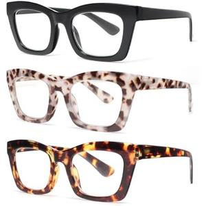 REAVEE Oprah Style Reading Glasses for Women, Blue Light Blocking Stylish Oversized Computer Readers Spring Hinge 1.75 Diopters