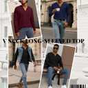 Ficerd 3 Pack Men's Big and Tall V Neck Shirts Cotton Long Sleeve Tops Plus Size Lightweight T-Shirts Casual Basic Tees (XXXL)