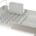 Joseph Joseph Extend Steel Expandable Dish Drying Rack with Removable Cutlery Holder Swivel Draining Spout, Stainless Steel