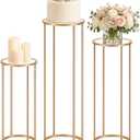 Cylinder Stands for Party, 3PCS Gold Metal Cylinder Pedestal Stands for Display, Heavy Duty Round Cake Stand Tables for Wedding, Birthday, Baby Shower, Dessert Table & Backdrop Decorations