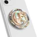 OnTheGrip Cute Natural Seashell Design Round Shape Collapsible Mobile Phone Grip Stand Holder for Smartphone Tablet Cell Phone Accessory (Leopard)