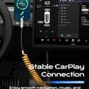 chubbycable Curly Colorblock Chubby 240W Coiled USB C Cable Braided Silicone Retractable Fast Charging Cable Compatible with iPhone 17-15 Series, Dark Blue+Red, Type-C to Type-C, 2.29FT-3.6FT