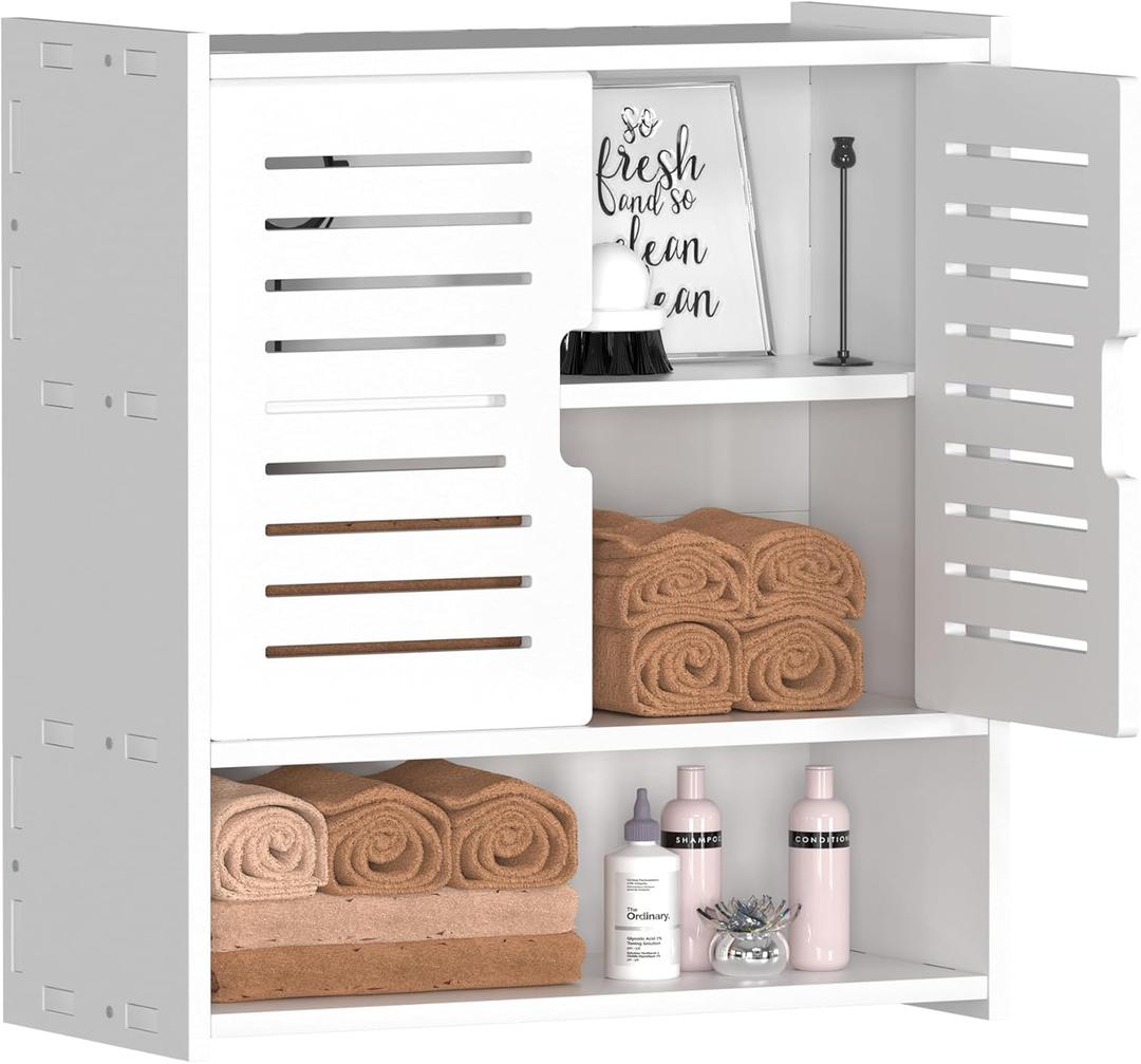 Bathroom Wall Cabinet, Wall Mounted Medicine Cabinet White Over The Toilet Storage Organizer Hanging Bathroom Cabinet for Bedroom Laundry Room Kitchen Bathroom,16.53" x 14.96" x 7.08" (Small)