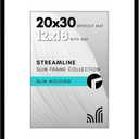 Americanflat 20x30 Poster Frame with Polished Plexiglass - Use as 12x18 Frame with Mat or Display 20x30 Photo Without Mat - Streamline Collection - Thin Border Picture Frames for Wall - Black