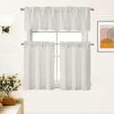 Lecloud Natural Kitchen Curtains 24 Inch Length 2 Pcs, Privacy Modern Room Darkening Curtain, Thermal Window Treatments Drapes Rod Pockets for Cafe Bedroom Cabinet Camper, Each Panel 30" W x 24" L