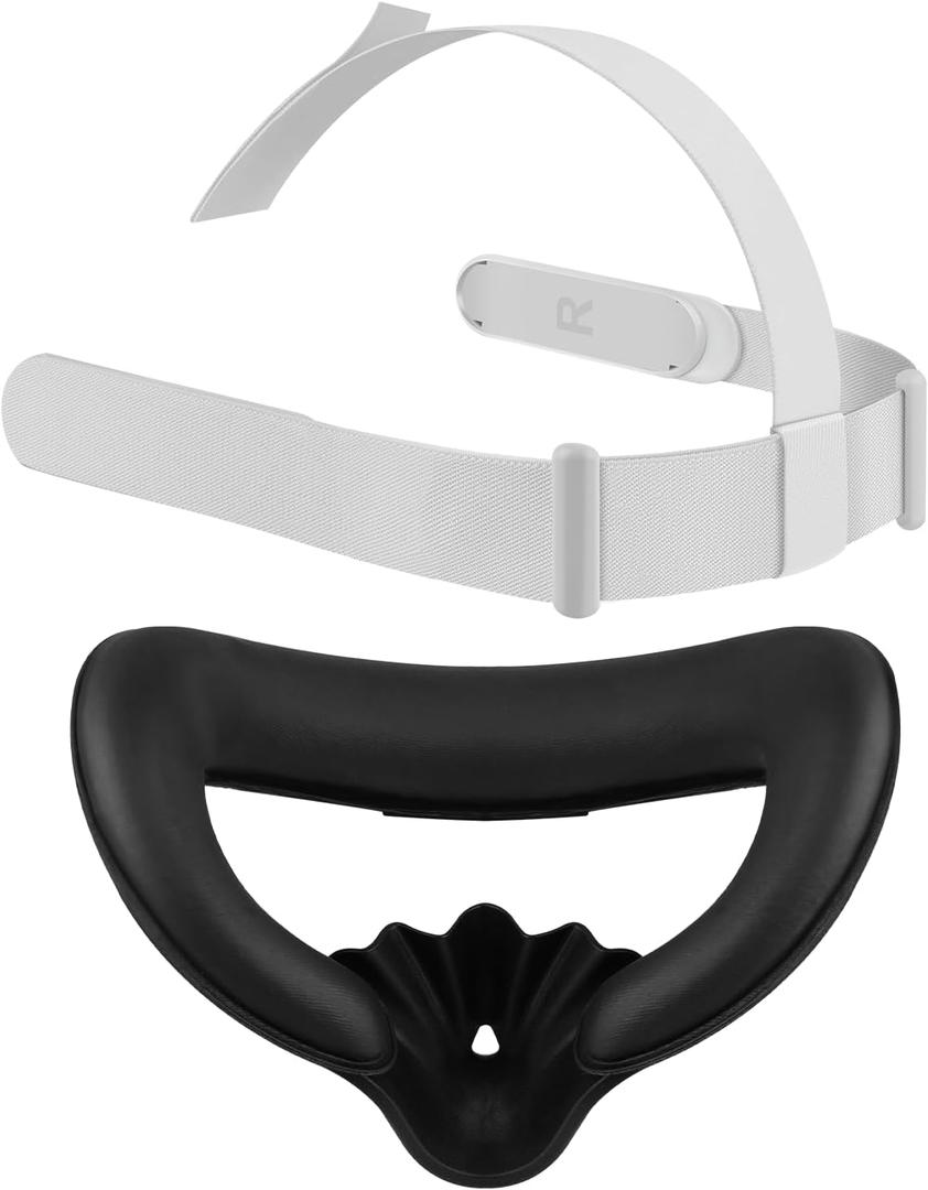 Head Strap and Face Cover Pad for Oculus Quest 2, Original Replacement Headstrap&Sweatproof PU Leather Face Cushion Pad - VR Accessories Kit Compatible with Meta Quest 2 Headset