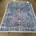 LIVEBOX Washable Rug 5x7, Soft Blue Area Rugs for Living Room, Floral Rug for Bedroom, Boho Distressed Rugs Non Slip, Low Pile Vintage Indoor Carpet for Dining Room Home Decor 