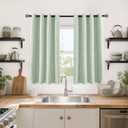 YoungsTex Sage Green Linen Blackout Curtains 45 Inch Length for Kitchen Window, Short Drapes with Grommet Thermal Insulated for Bedroom, 52 X 45 Inch, 2 Panels