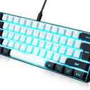 abucow Gaming Keyboard Minimalist Portable Wired Ultra-Compact Mini Imitation 61 Keys RGB Backlit Keyboard (White-Black)