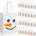 Threlaco 30 Pcs Christmas Gift Bags Bulk Reusable Non Woven Snowman Goodie Treat Bags with Handles for Xmas Winter Holiday Party Favors Gifts Wrapping, 10 x 8 x 4 Inch