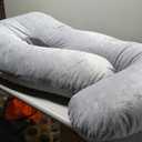 Momcozy Pregnancy Pillows for Sleeping, U Shaped Full Body Maternity Pillow with Removable Cover - Support for Back, Legs, Belly, HIPS for Pregnant Women, 57 Inch Pregnancy Pillow for Women, Grey (Grey)