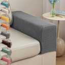 Couch Arm Covers & Arm Chair Covers Set of 2 - Stretch Sofa Armrest Protectors with Non-Slip Grip, Machine Washable Polyester Fabric for Recliner/Loveseat/Sectional (Grey,Medium-Set of 2)