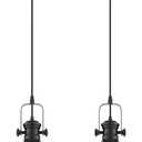 2-Pack Pendant Lights Kitchen Island, 7.5" Farmhouse Black Pendant Lighting with Hammered Glass Shade, Vintage Hanging Light Fixtures for Dining Room Entryway, AD-22151-1P2-BK-H