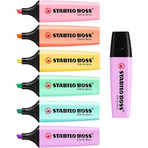 STABILO BOSS Original Pastel Highlighter Marker Pens Full Set of 6 + Lilac Haze