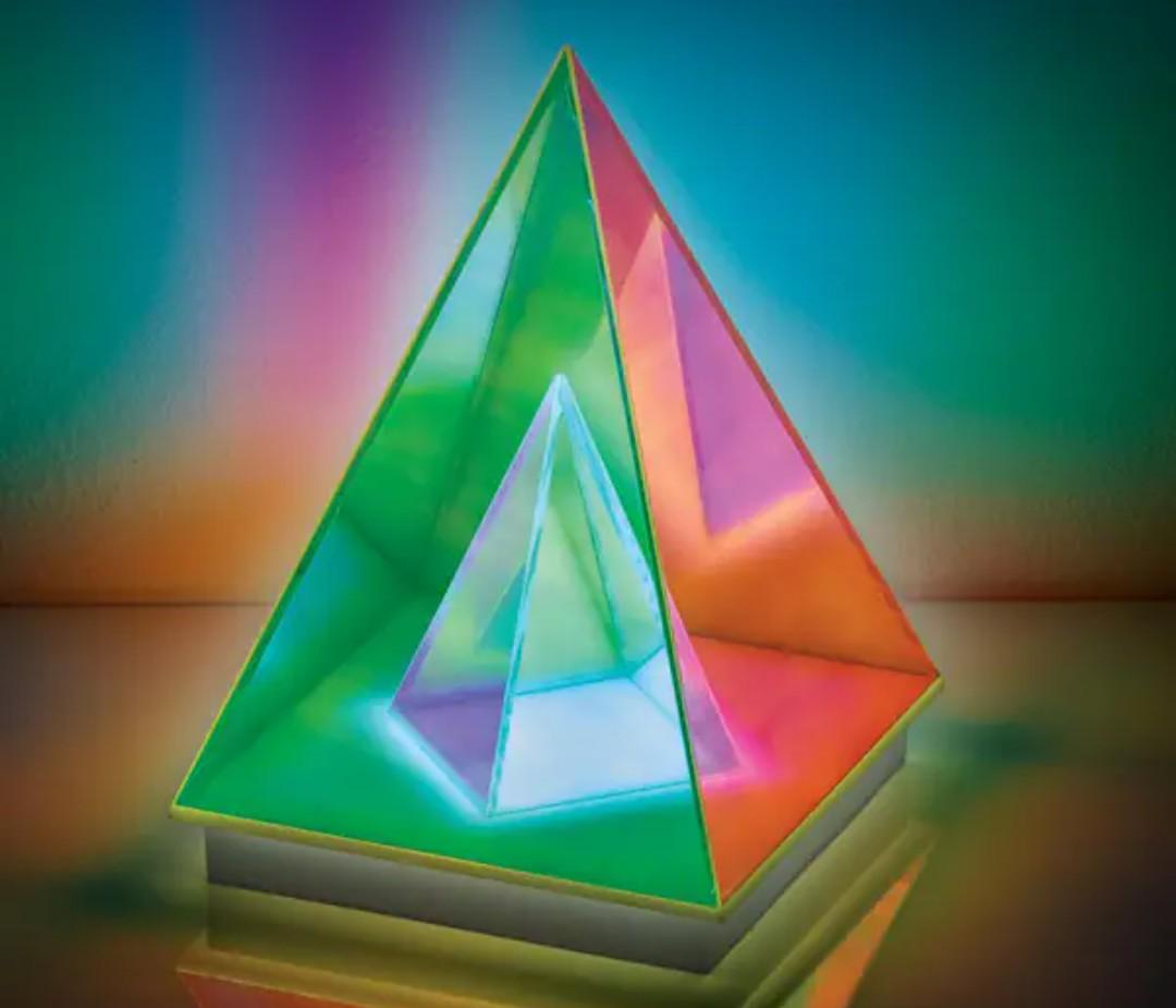7.7 in. Iridescent Acrylic Indoor Infinity Table Light Pyramid