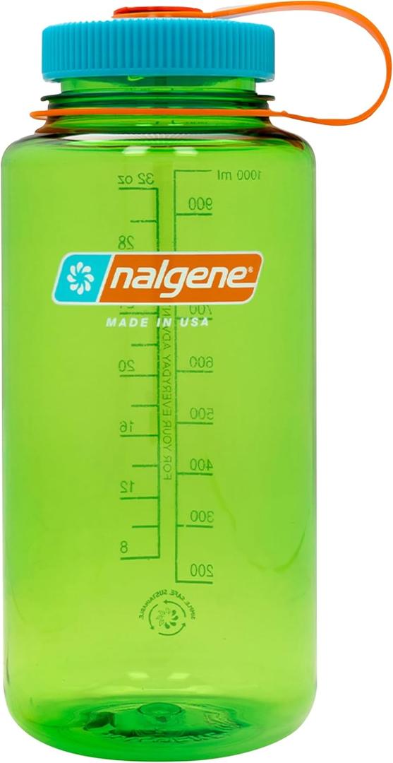 Nalgene Sustain Tritan BPA-Free Water Bottle Made with Material Derived from 50% Plastic Waste (using ISCC certified mass balance), 32 OZ, Wide Mouth, Pear