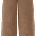 dowerme Women's Casual Wide Leg Long Pants Elastic High Waisted Button Palazzo Pants Work Straight Trousers with Pockets(Khaki,6)