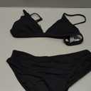 Yonique Women Two Piece Triangle Bikini Set Bathing Suit Sexy Swimsuit Full Coverage Bottom (Small, Black)