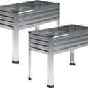 DIIYIV 2PCS Galvanized Raised Garden Bed with Legs,2PCS 481830in Elevated Planter Box for Backyard,Outdoor Garden, Patio, Balcony, 300lb Capacity,Silver